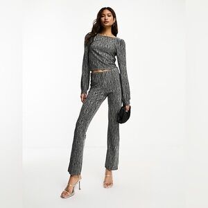 Elegant Black and White Flare Pants and top set